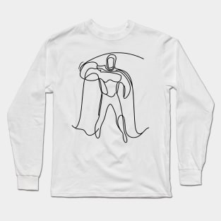 Minimalist line art Superhero Silhouette | Character 7 Long Sleeve T-Shirt